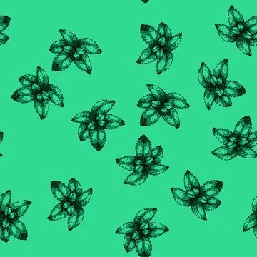 Pattern fresh mint sketch hand drawn イラスト素材
