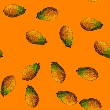 Pattern fresh papaya fruit sketch hand drawn 스톡 일러스트
