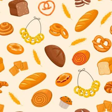 Pattern with fresh pastries Stock Illustration