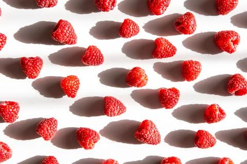Pattern of fresh raspberry. Stock Photos