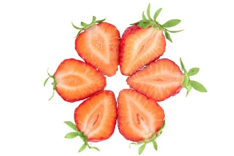 Pattern of fresh strawberries on a white background Stock Photos