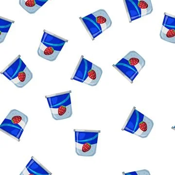 Pattern fresh yogurt package cartoon vector イラスト素材
