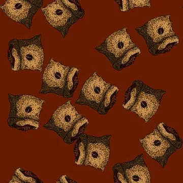 Pattern fried coffee shop sketch hand drawn Stock Illustration