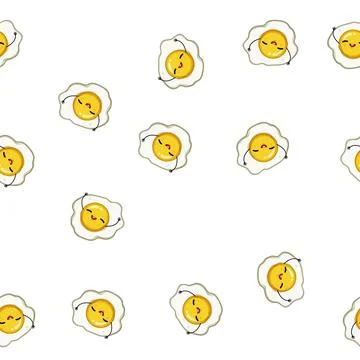 Pattern fried egg character cartoon vector Stock Illustration