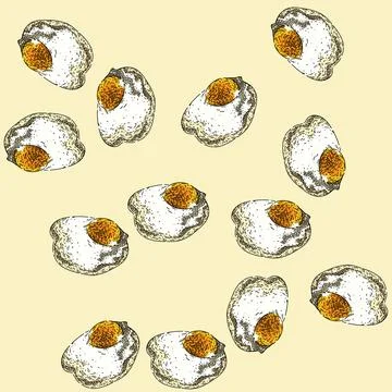 Pattern fried egg sketch hand drawn Stock Illustration