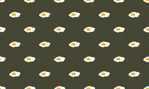 Pattern of fried eggs on dark background Stock Illustration