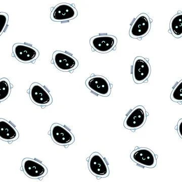 Pattern Friendly robot head smiling with glowing blue eyes Stock Illustration