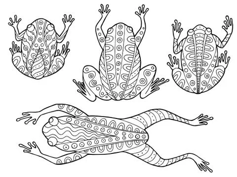 Pattern frog abstract graphic doodle black white illustration vector Stock Illustration