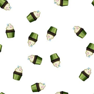 Pattern frosting easter cupcake cartoon vector 스톡 일러스트
