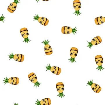 Pattern fruit pineapple character cartoon vector Illustrazione stock