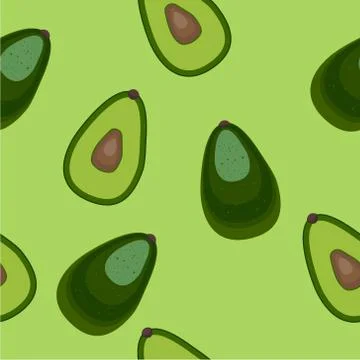 Pattern with fruit slices of avocado Stock Illustration