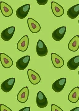 Pattern with fruit slices of avocado Stock Illustration
