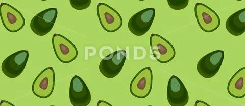 Pattern with fruit slices of avocado Stock Illustration