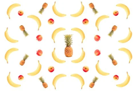 The pattern of fruit on a white background. Stock Photos