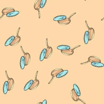 Pattern frying pan sketch hand drawn Stock Illustration