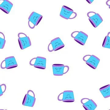 Pattern fun kawaii mug cartoon vector 库存插图