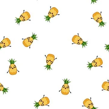 Pattern fun pineapple character cartoon vector 库存插图