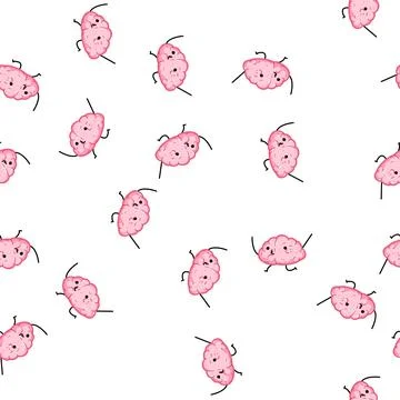 Pattern funny brain character cartoon vector Illustrazione stock