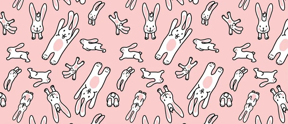 Pattern with funny bunny on pink Illustrazione stock