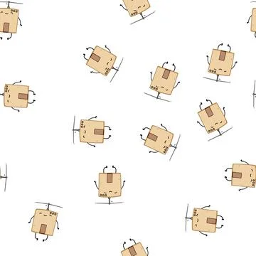 Pattern funny cardboard box character cartoon vector 스톡 일러스트