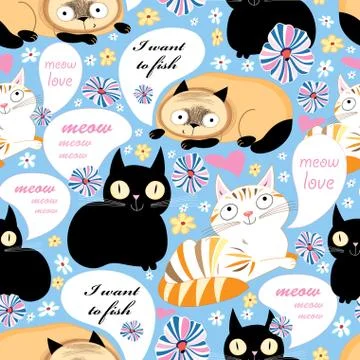 Pattern of funny cats Stock Illustration
