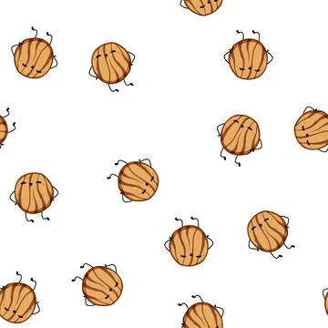 Pattern funny cookie character cartoon vector Stock Illustration