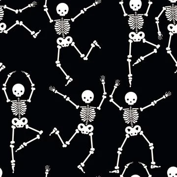 Pattern with funny dancing skeletons for Halloween Illustrazione stock