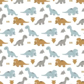 Pattern with funny dinosaurs Illustrazione stock