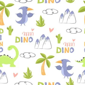 Pattern funny dinosaurs Stock Illustration