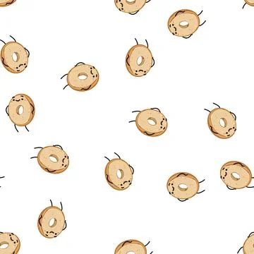 Pattern funny donut character cartoon vector Stock Illustration