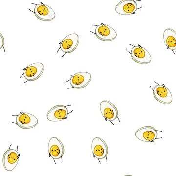 Pattern funny egg character cartoon vector Stock Illustration
