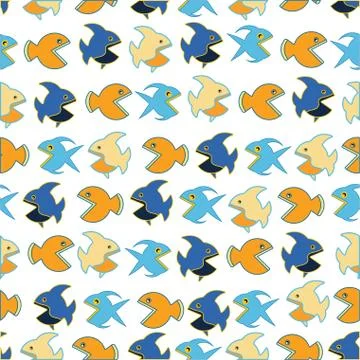 Pattern with funny fishs Stock Illustration