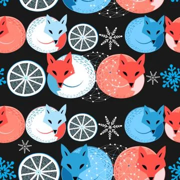 Pattern funny fox Illustrazione stock