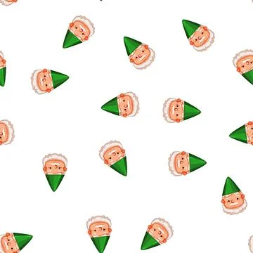 Pattern funny garden gnome cartoon vector Stock Illustration