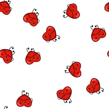 Pattern funny heart character cartoon vector Ilustração Stock