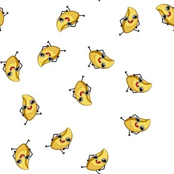 Pattern funny pasta character cartoon vector Stock Illustration