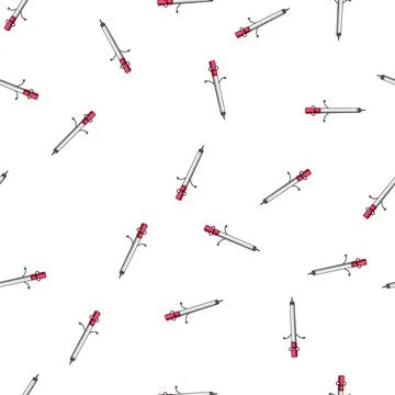 Pattern funny pen character cartoon vector イラスト素材