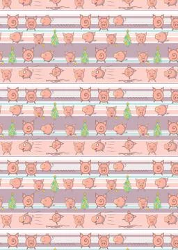 Pattern with funny pigs on Abstract vector striped pattern with colored Stock Illustration