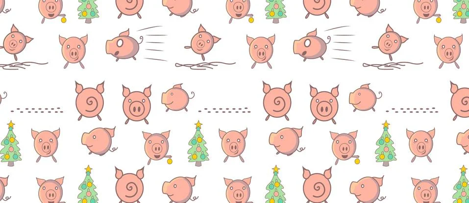 Pattern with funny pigs Stock Illustration