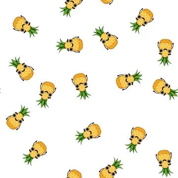 Pattern funny pineapple character cartoon vector Stock Illustration