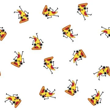 Pattern funny pizza slice character cartoon vector Stock-Illustration