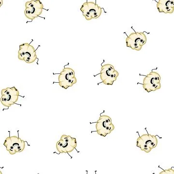 Pattern funny popcorn character cartoon vector Stock Illustration
