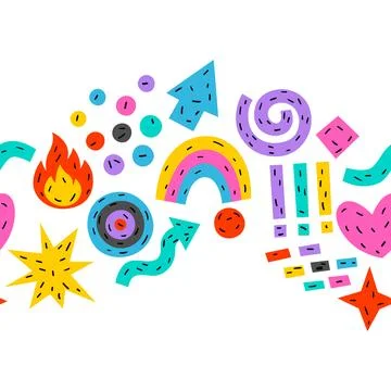 Pattern with funny shapes. Cartoon cute trendy creative image. Stock Illustration
