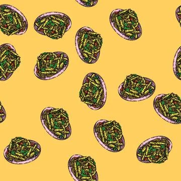Pattern fusilli pasta sketch hand drawn Stock Illustration