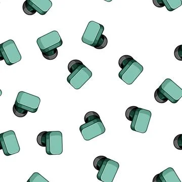 Pattern gadget wireless earphones cartoon vector Stock Illustration