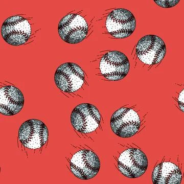 Pattern game baseball ball sketch hand drawn Stock Illustration