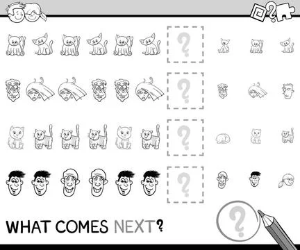 Pattern game coloring book Black and White Cartoon Illustration of Complet... Stock Photos