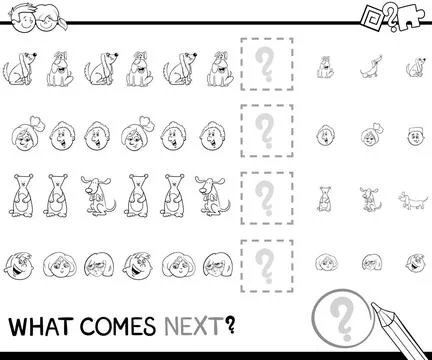 Pattern game coloring page Black and White Cartoon Illustration of Complet... Stock Photos