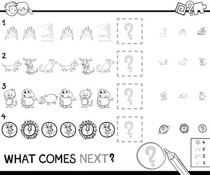 Pattern game coloring page Black and White Cartoon Illustration of Complet... Stock Photos