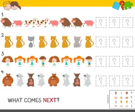 Pattern game with kid and animal characters Illustrazione stock